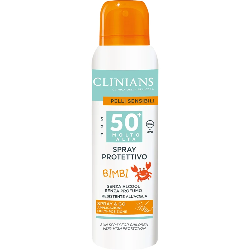 Clinians Solare Spray Protettivo Bimbi Pelli Sensibili Spf50+ Bombola 150 Ml