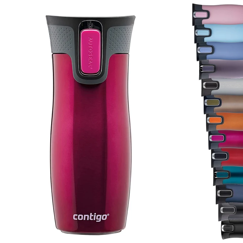 Contigo Tazza Termica West Loop Autoseal, Tazza Caffè da Viaggio in Acciaio Inossidabile, Contenitore Termico a Tenuta Stagna, con Coperchio Privo di BPA, 470ml, Rosa (Rasberry)