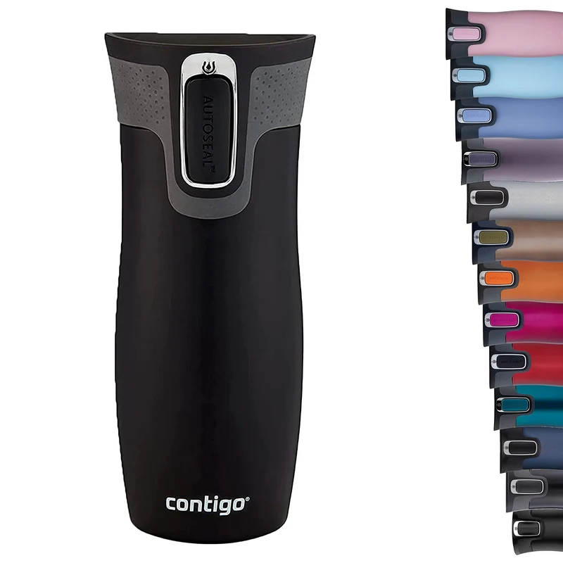 Contigo Tazza Termica West Loop Autoseal, Tazza Caffè da Viaggio in Acciaio Inossidabile, Contenitore Termico a Tenuta Stagna, con Coperchio Privo di BPA, 470ml, Nero (Matte Black)