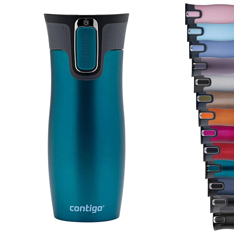 Contigo Tazza Termica West Loop Autoseal, Tazza Caffè da Viaggio in Acciaio Inossidabile, Contenitore Termico a Tenuta Stagna, con Coperchio Privo di BPA, 470ml, Blu (Biscay Bay)