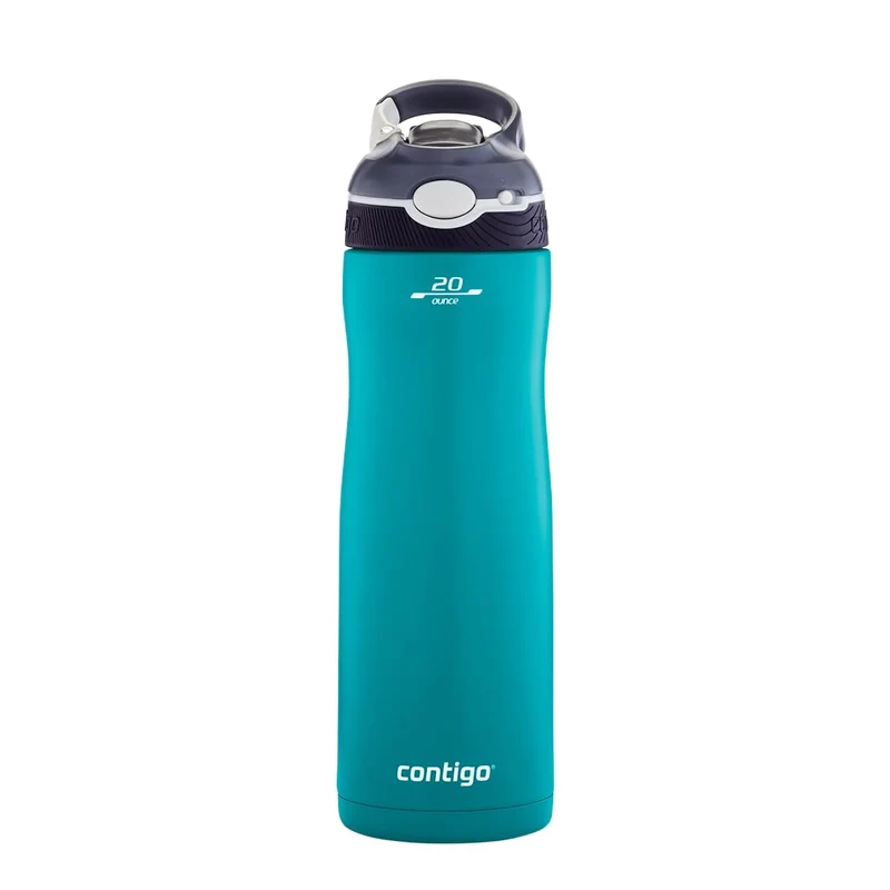 Contigo Bottiglia Acqua Ashland Chill Autoseal, 590ml, Borraccia Termica in Acciaio Inossidabile, con Cannuccia, priva di BPA, Bottiglia da Palestra a Tenuta Stagna