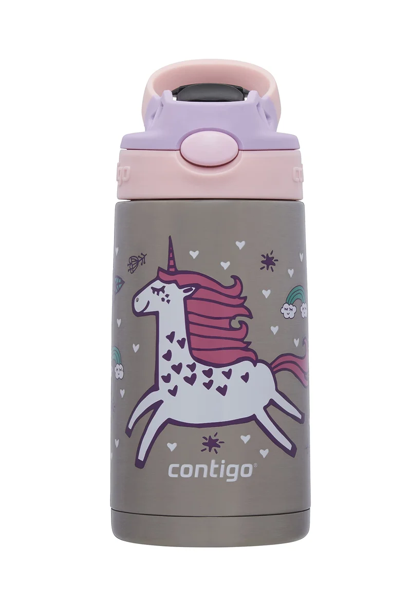 Contigo Borraccia per Bambini Facile da Pulire con Cannuccia, Borraccia in Acciaio Inossidabile Senza BPA, 100% a Prova di perdite, Facile da Pulire, Ideale per l'asilo Nido