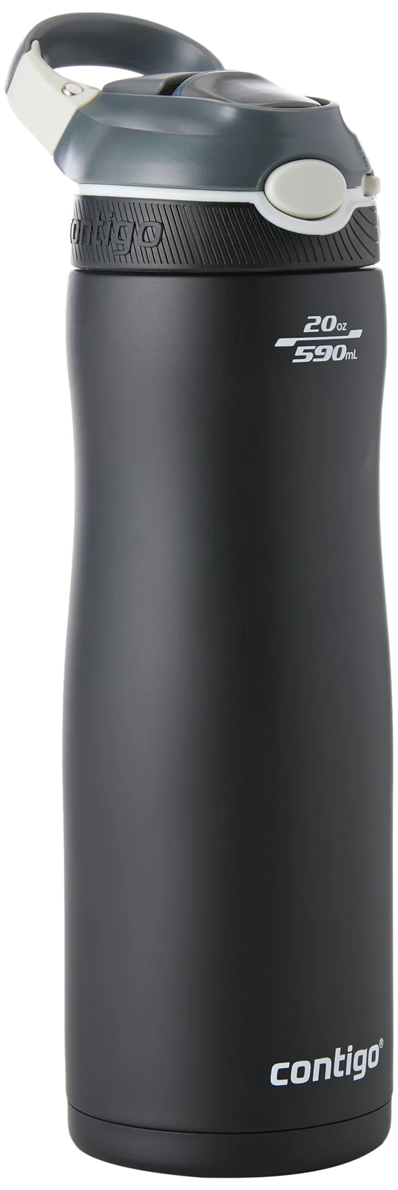 Contigo , Ashland Chill Borraccia Con Cannuccia Grande In Acciaio Inox Senza BPA Per Mantenere Le Unisex Adult, Matte Black, 590 ml