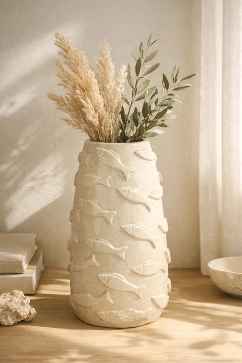 Kaemingk Vaso in porcellana a forma di pesci d30 cm
