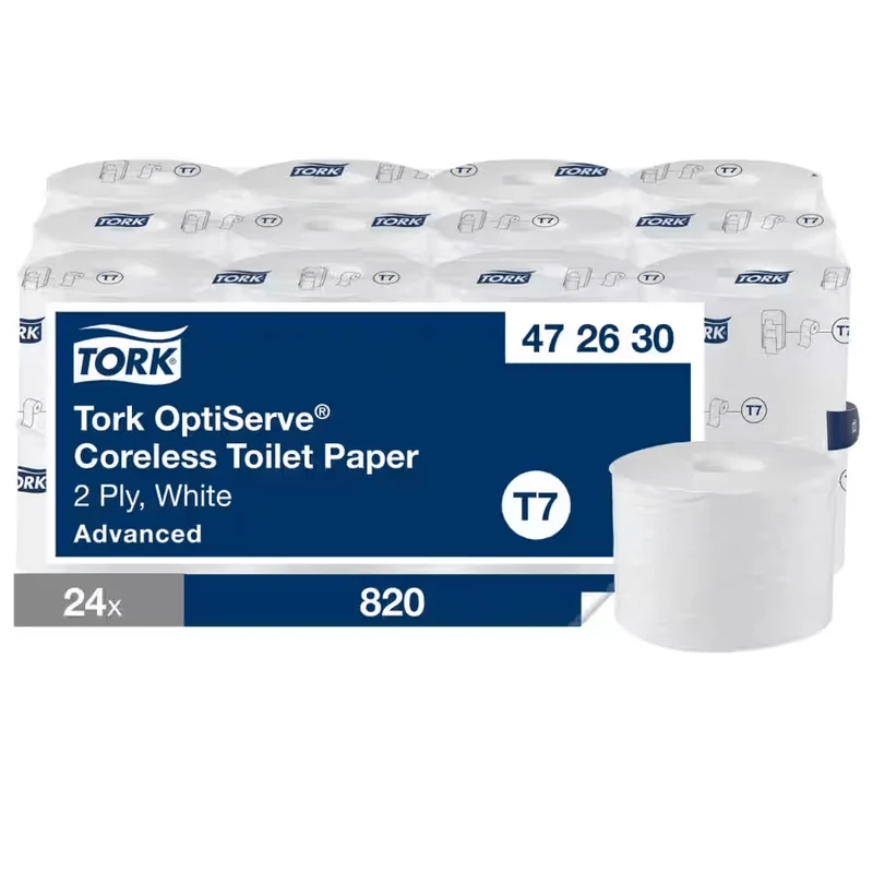 Tork OptiServe Carta igienica senza rotolo, a 2 veli, bianca, sistema T7, 24 rotoli da 820 fogli ciascuno | Confezione (24 rotoli)