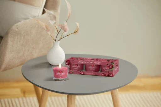 Yankee Candle - Candela votiva in vetro Black Cherry - Set da 3