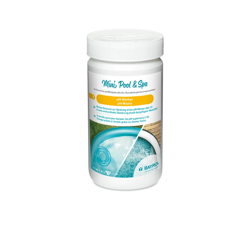 BAYROL Mini Pool & Spa riduttore di pH 1,5 kg rapido effetto con misurino | Barattolo (1500 g)