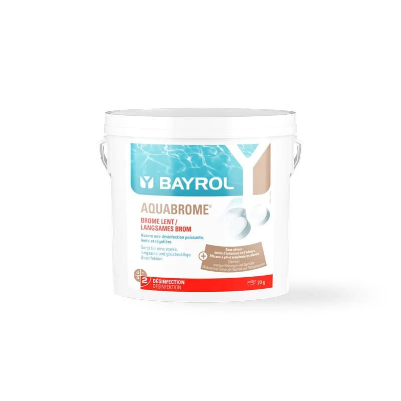 BAYROL Aquabrome® pastiglie di bromo, secchio da 5 kg per la disinfezione continua delle piscine | Secchio (5 kg)