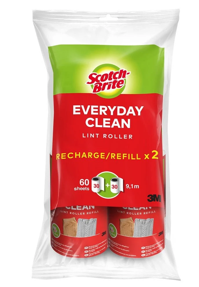 Rullo anti-pelucchi di ricambio Scotch-Brite™ Everyday Clean, 30 fogli, confezione da 2 | Confezione (2 pezzi)