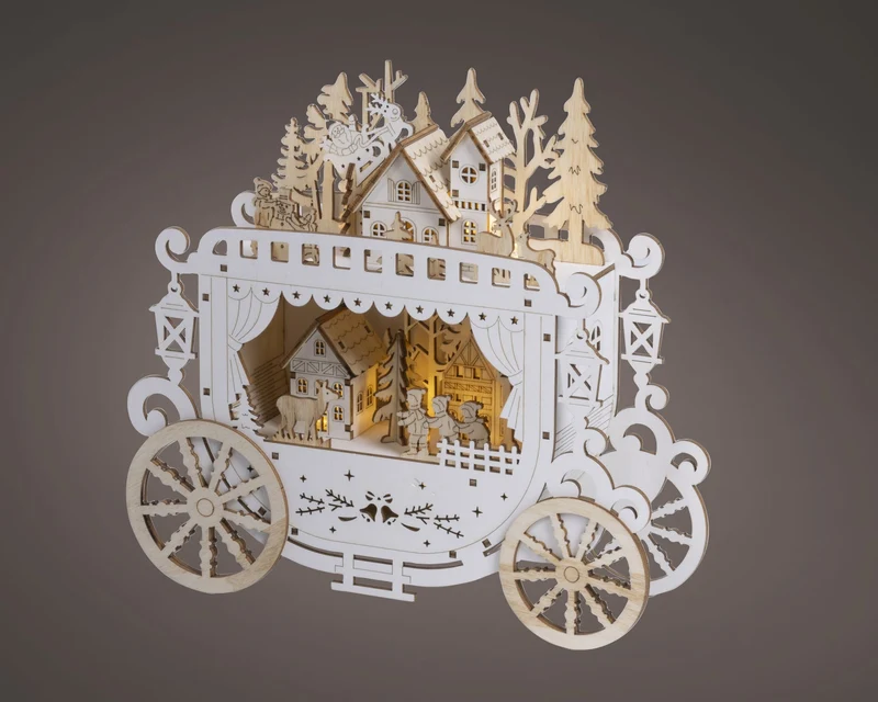 Kaemingk Scenario Carrozza Villaggio Bianco Led