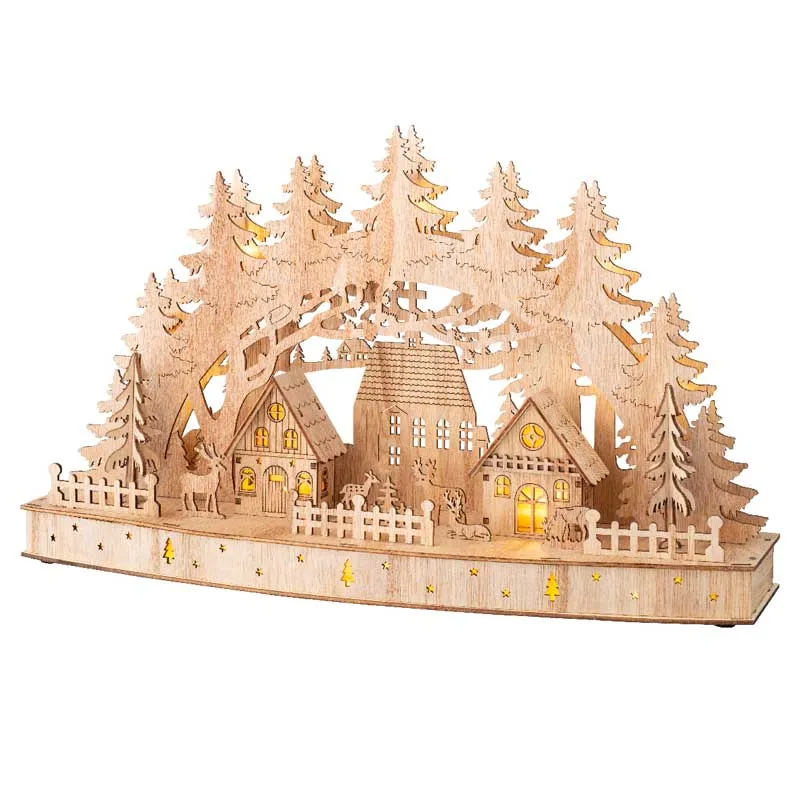 Kaemingk Scenario Villaggio E Foresta Legno Led 44 Cm