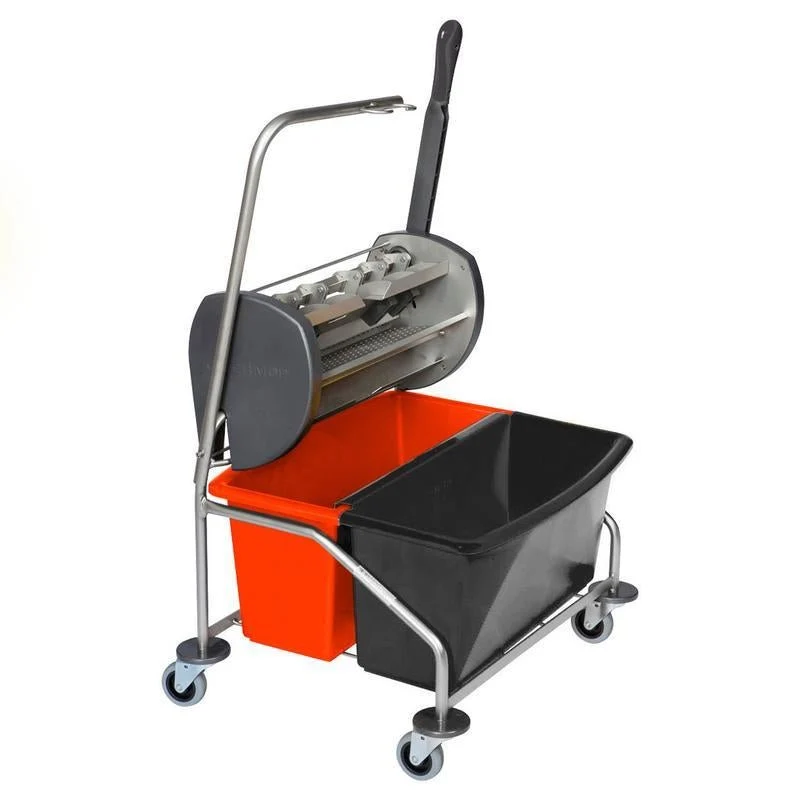 Carrello per pulizia ad umido VERMOP, pressa piana F1 acciaio inox | 1 pezzo