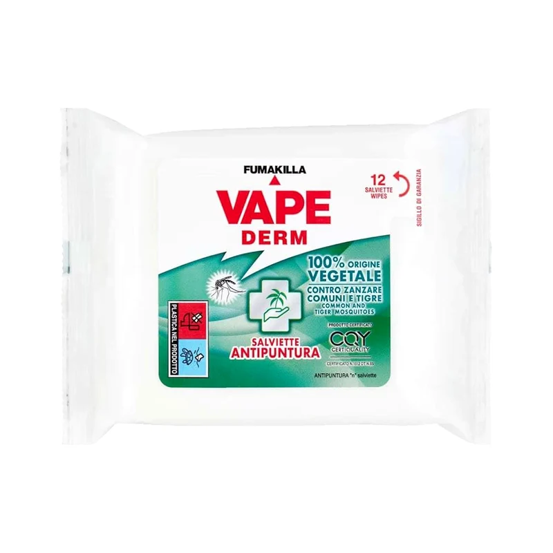 VAPE DERM SALVIETTINE REPELLENTI VEGETALE 12 PEZZI