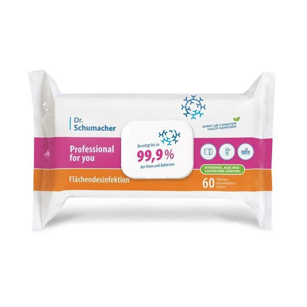Dr. Schumacher Professional per te salviette disinfettanti per superfici | Confezione (60 salviette)