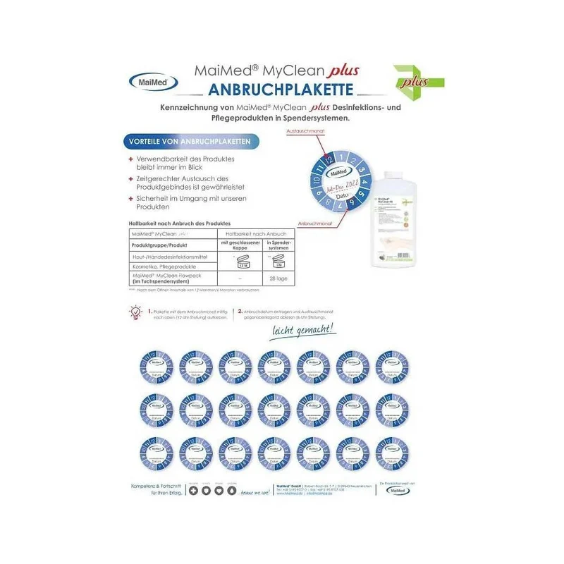 MaiMed MyClean plus foglio di adesivi apribili da 72 adesivi apribili | Confezione (1 pezzo)