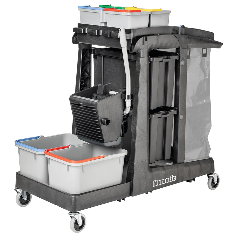Carrello per pulizia Numatic EcoMatic EM5 A incluso set pressa universale SRK16 e 4 secchi da 5 litri Confezione (1 pezzo)