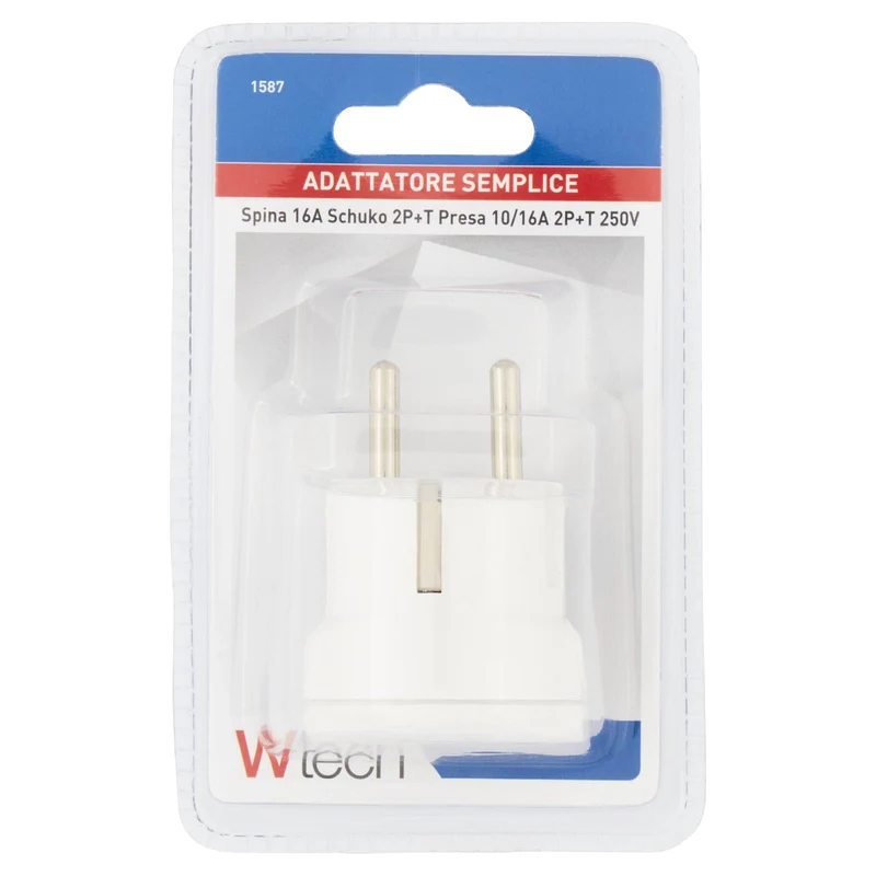 Wtech Adattatore Semplice Spina 16A Schuko 2P+T Presa 10/16A 2P+T 250V