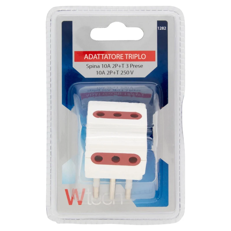 Wtech Adattatore Triplo Spina 10A 2P+T 3 Prese 10A 2P+T 250V