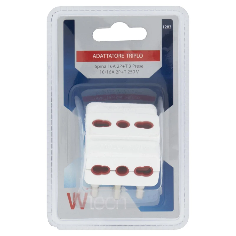 Wtech Adattatore Triplo Spina 16A 2P+T 3 Prese 10/16A 2P+T 250 V