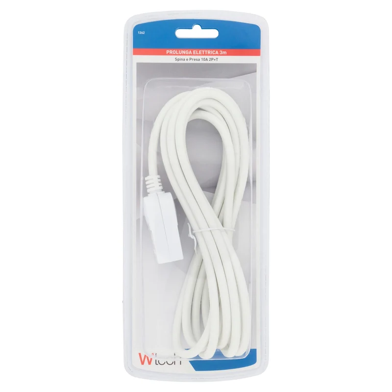 Wtech Prolunga Elettrica 3m Spina e Presa 10A 2P+T