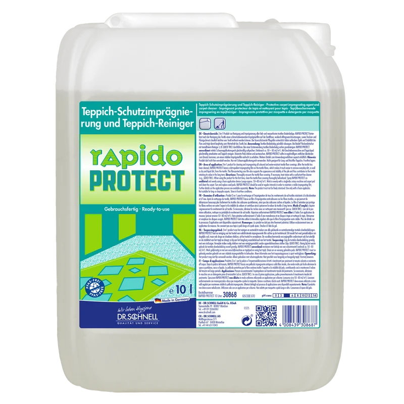 Dr. Schnell RAPIDO PROTECT pulizia veicoli, lavamoquette e impermeabilizzazione | Tanica (10 l)