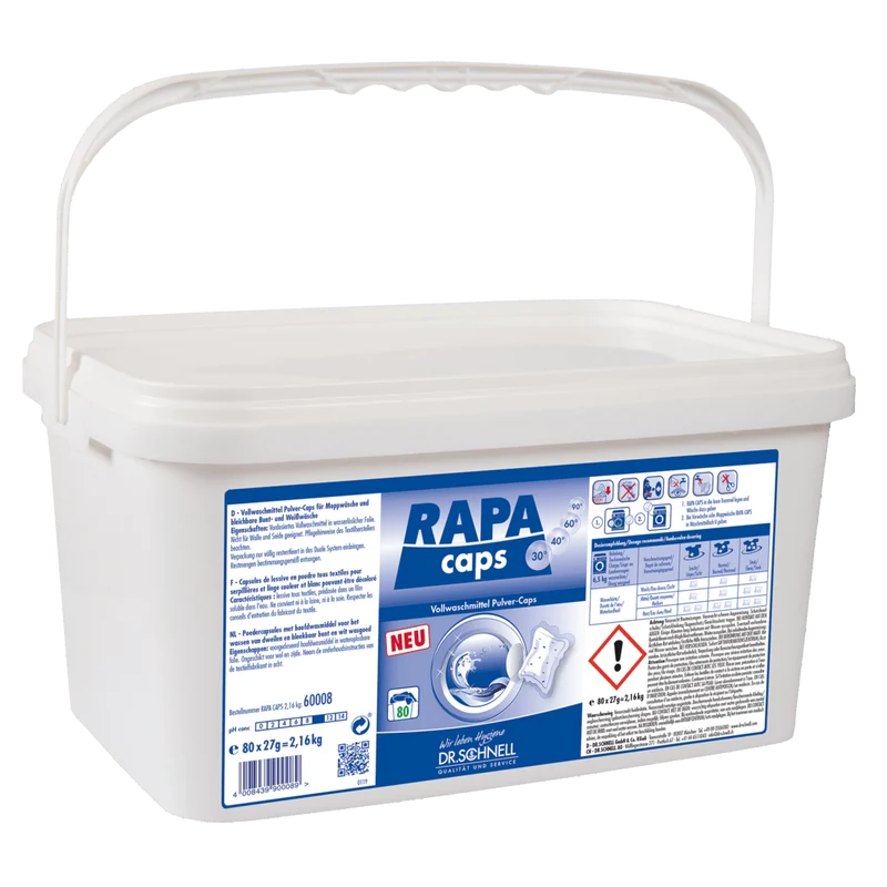 Dr. Schnell RAPA CAPS detersivo forte in polvere, dosaggio manuale, igiene bucato | Secchio (2160g)