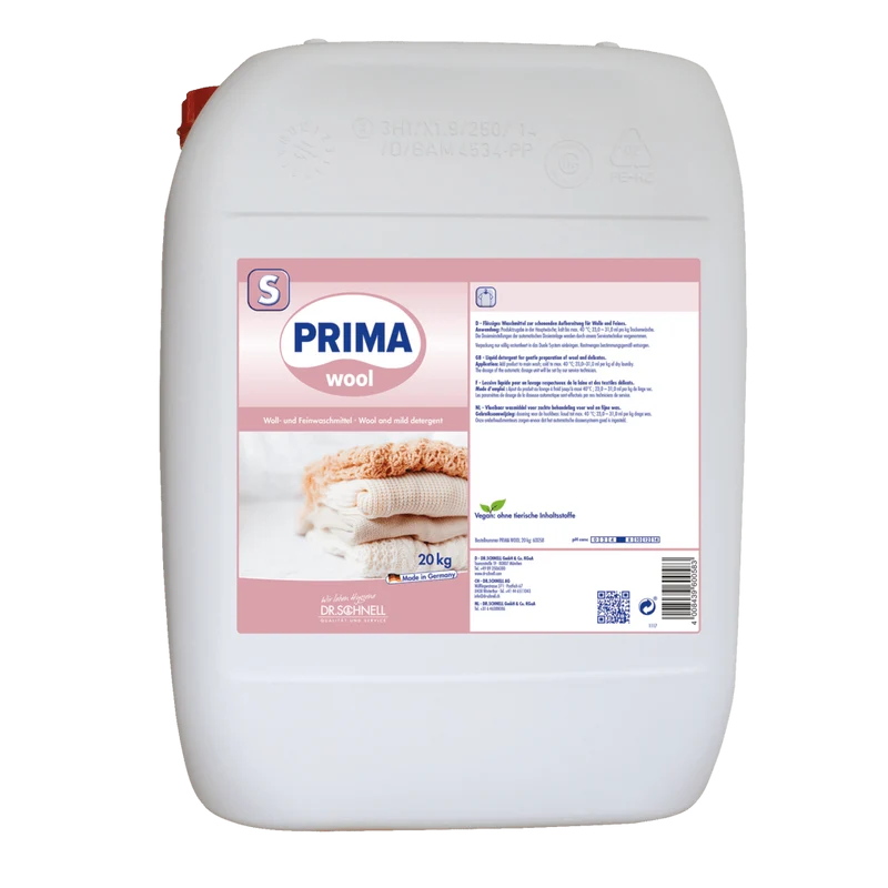 Dr. Schnell PRIMA WOOL Detersivo liquido per lana e delicati, igienico | Tanica (20 kg)