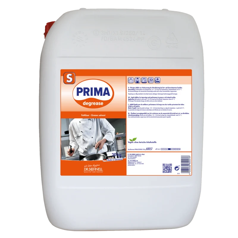 Dr. Schnell PRIMA DEGREASE sgrassante liquido per l'igiene del bucato, dosaggio DRS | Tanica (20 kg)