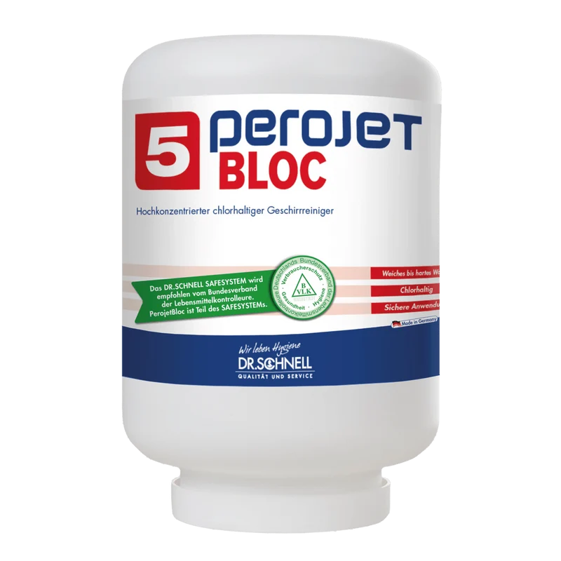 Dr. Schnell PEROJET BLOC 5 detergente per lavastoviglie per lavastoviglie professionali, contenente cloro | Cartuccia (4 kg)