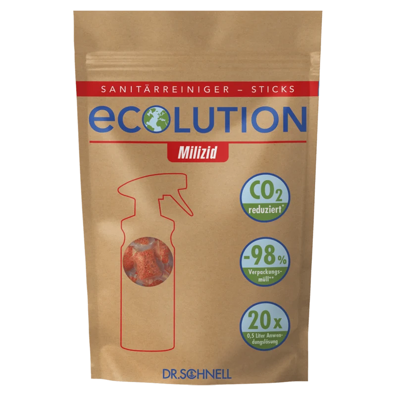 Dr. Schnell ECOLUTION Milicide Sticks, detergente sanitario in polvere, anticalcare | Busta (60g)