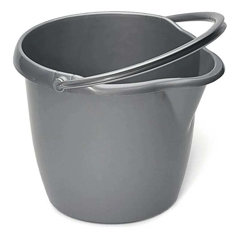 Secchio domestico Nölle Profi Brush con beccuccio, 12 litri, plastica argentata | 1 pezzo