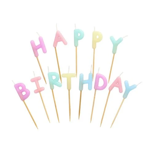 PAPSTAR Candele con lettere "Buon Compleanno" pastello, alte 8 cm | Cartone (12 confezioni)