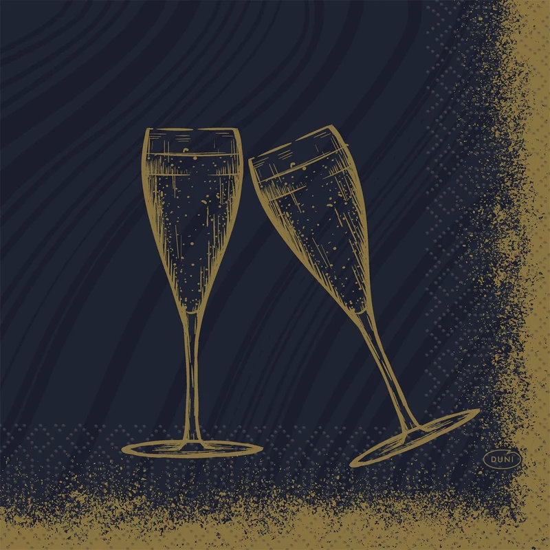 Tovaglioli 33x33 cm, a 3 veli, Sparkly Cheers, neri | Confezione (50 pezzi)