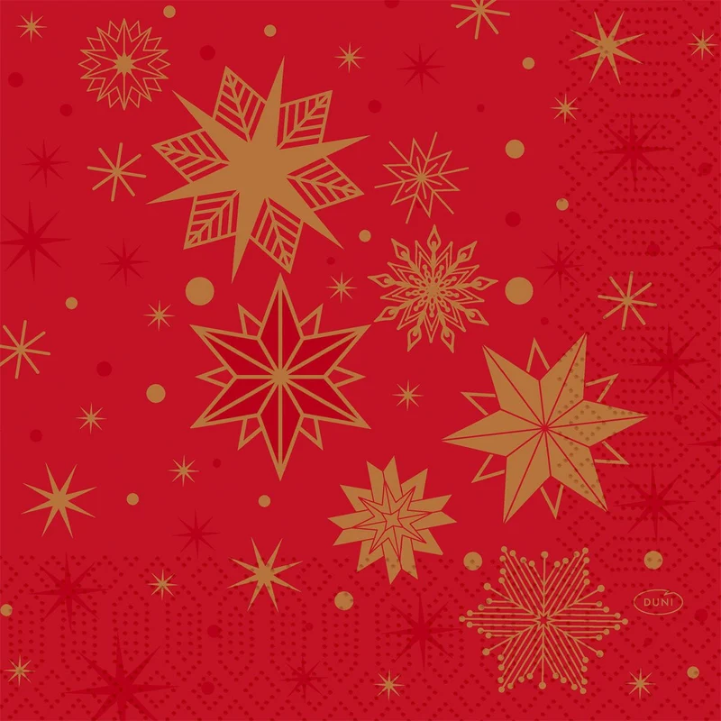 Tovaglioli Duni con piega a 1/4, 33x33 cm, rossi, "Stargazing" | Confezione (50 pezzi)