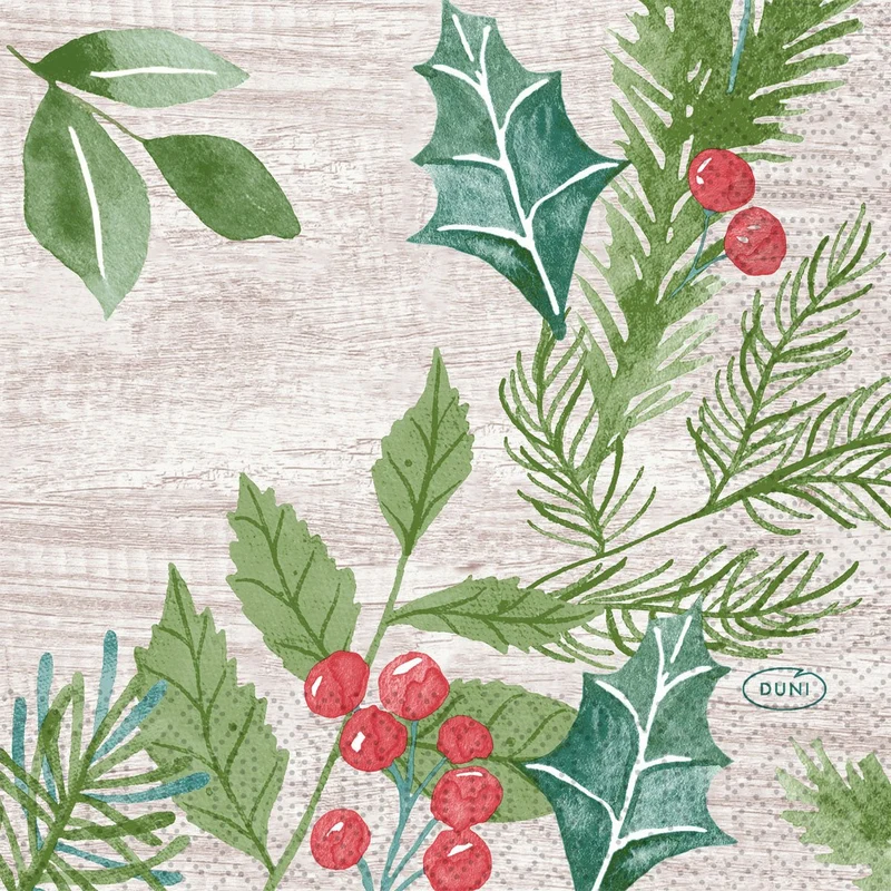 Winter Greenery 3lg 1/4 tovaglioli 24x24 cm | Confezione (50 pezzi)