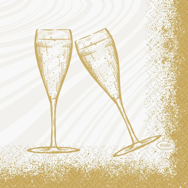 Tovaglioli 24x24 cm a 3 veli Sparkly Cheers bianchi | Confezione (50 pezzi)