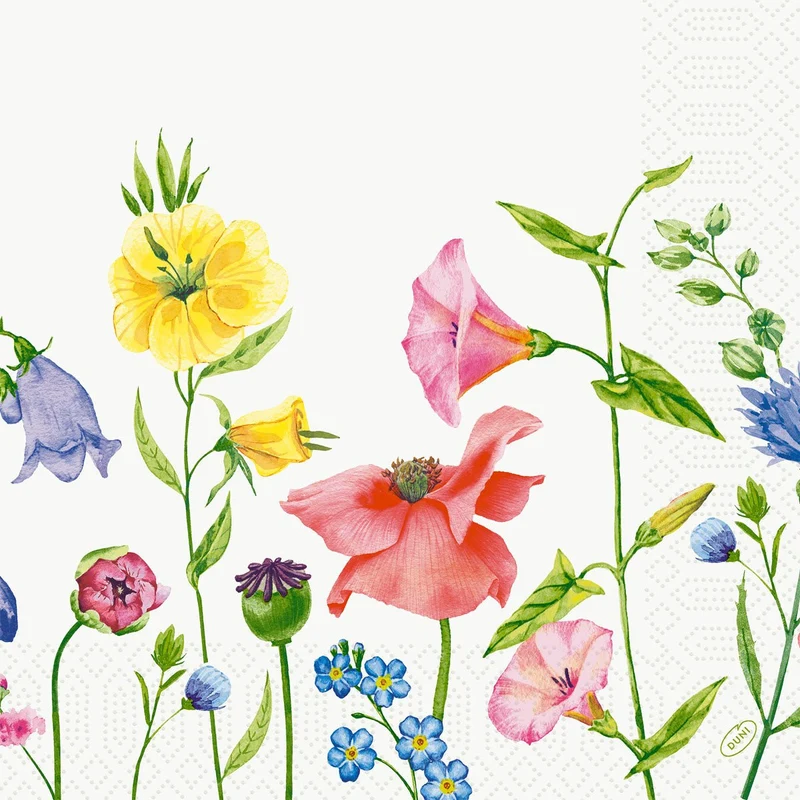 Tovaglioli 40x40 cm 3 strati Flowy Meadow - Tovaglioli di carta decorativi | Confezione (250 pezzi)