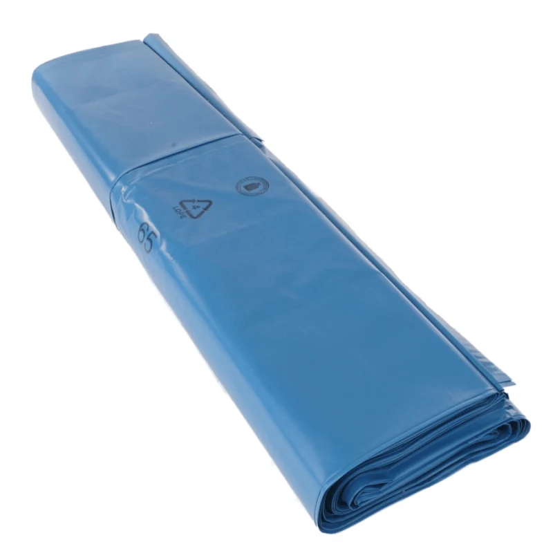 Sacco per rifiuti DEISS 660+520x1500x0,1 mm blu 100 my | Cartone (80 rotoli)
