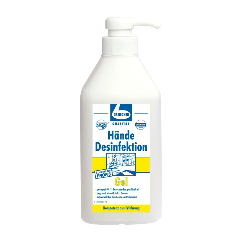Dr. Becher Gel di disinfezione a mano con distributore - 1 litro | Bottiglia (1 pezzo)