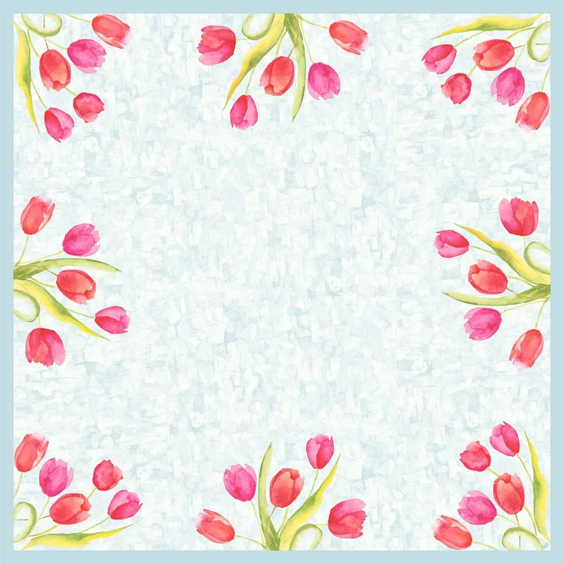 Dunicel tovaglia centrale 84x84 cm con motivi di tulipani dipinti | Confezione (20 pezzi)