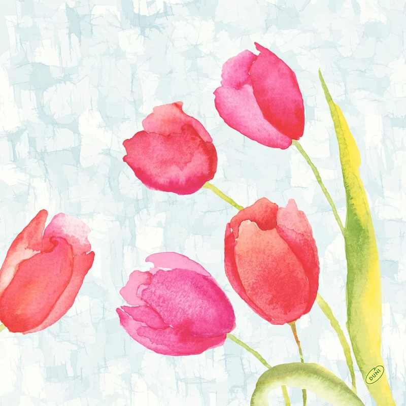 Tovaglioli 40x40 cm a 4 strati Classici con tulipani dipinti | Confezione (50 pezzi)