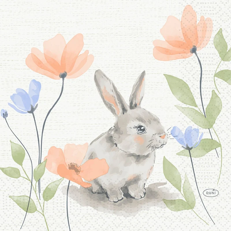 Bunny Bloom Tovaglioli 33 cm 3 veli 1/4 piegatura | Confezione (50 pezzi)