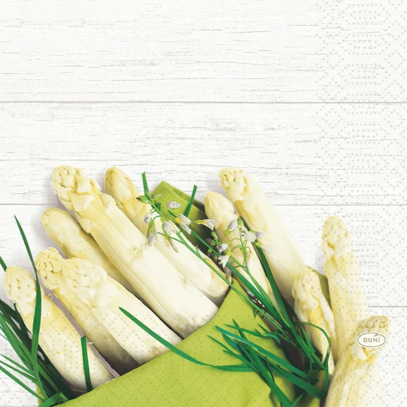 Tovaglioli 33 cm 3 strati 1/4 piega Asparagi bianchi Tovaglioli di carta | Confezione (50 pezzi)