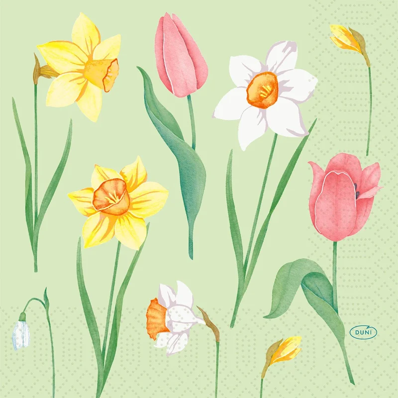 Tovaglioli 33 cm 3 strati 1/4 piega Spring Melody Tovaglioli di carta | Confezione (250 pezzi)