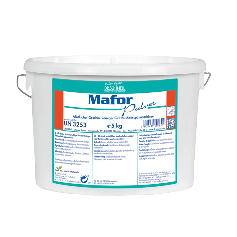 Dr. Schnell MAFOR PULVER Detergente per stoviglie con cloro e fosfato, per tutte le durezze dell'acqua | Secchio (5 kg)