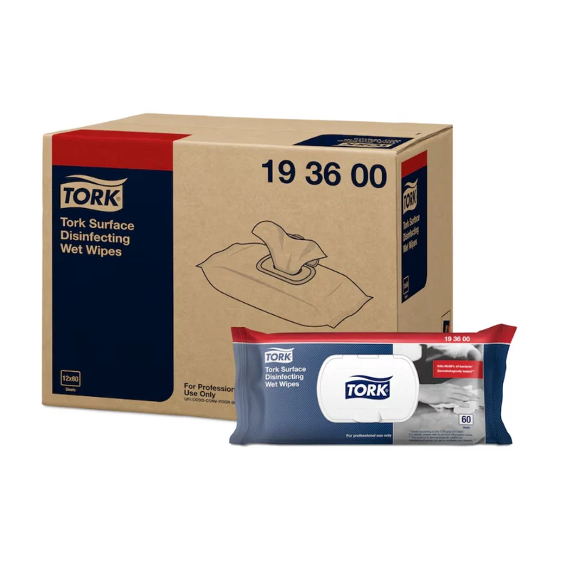 Tork 193600 asciugamani di disinfezione umida per superfici Premium W20 | Cartone (12 pacchetti)