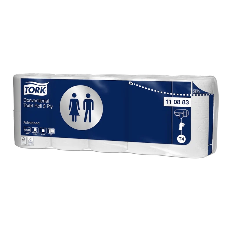 TORK 110883 Extra morbido piccolo rotolo di carta igienica avanzata T4 3-strato | Cartone (70 rotoli)
