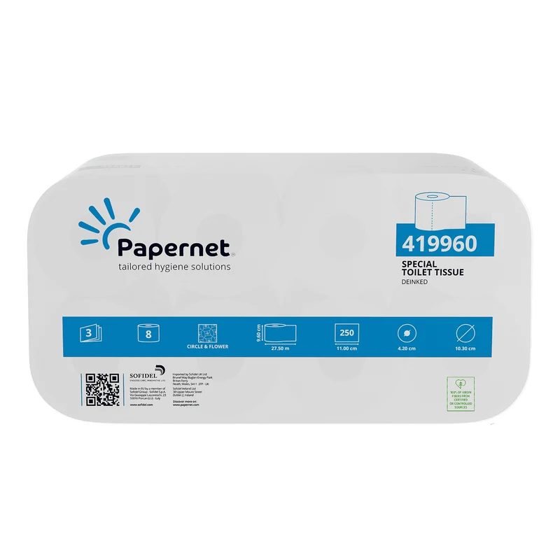 Papernet Carta igienica 419960, 3 strati | Pacchetto (8 ruoli)