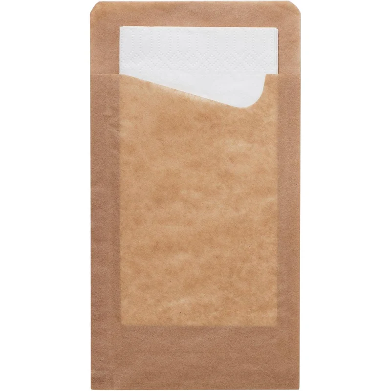 Snack sacchetto con 2-eng bianco. Carta marrone tovagliolo