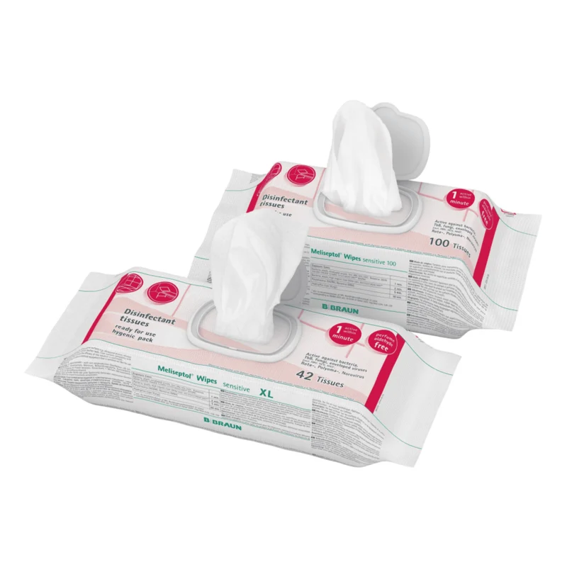 B. Braun Meliseptol® Wipes Wipes Sensitive Disinfection - 100 pezzi | Pacchetto (100 asciugamani)